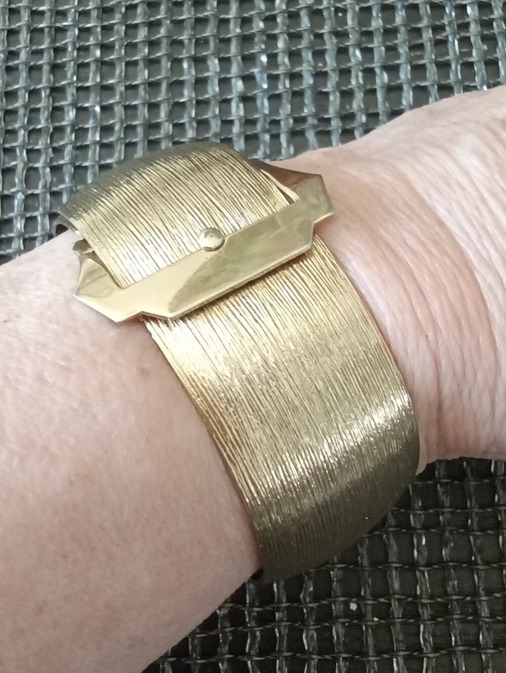 Coventry Gold Tone Textured Cuff Bracelet S/M